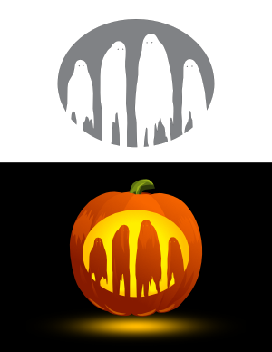 Four Ghosts Pumpkin Stencil