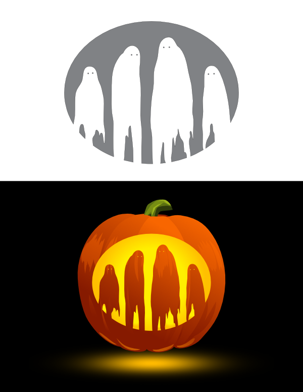 Four Ghosts Pumpkin Stencil