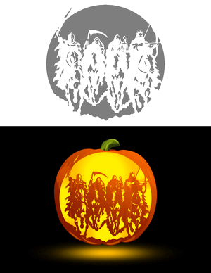 Four Horsemen of the Apocalypse Pumpkin Stencil
