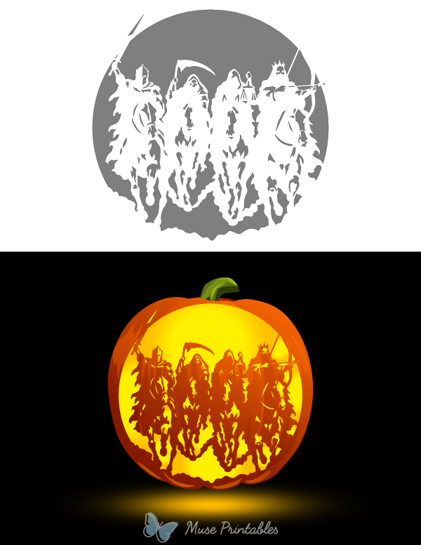 Four Horsemen of the Apocalypse Pumpkin Stencil