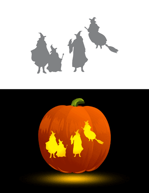 Four Witches Pumpkin Stencil