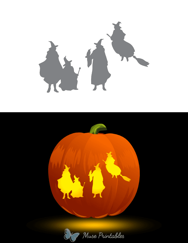 Four Witches Pumpkin Stencil