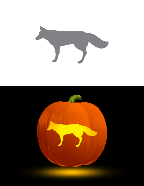 Printable Fox Side View Pumpkin Stencil