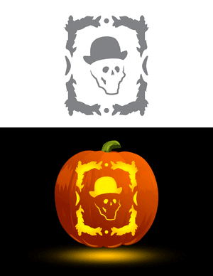 Framed Victorian Skull Pumpkin Stencil