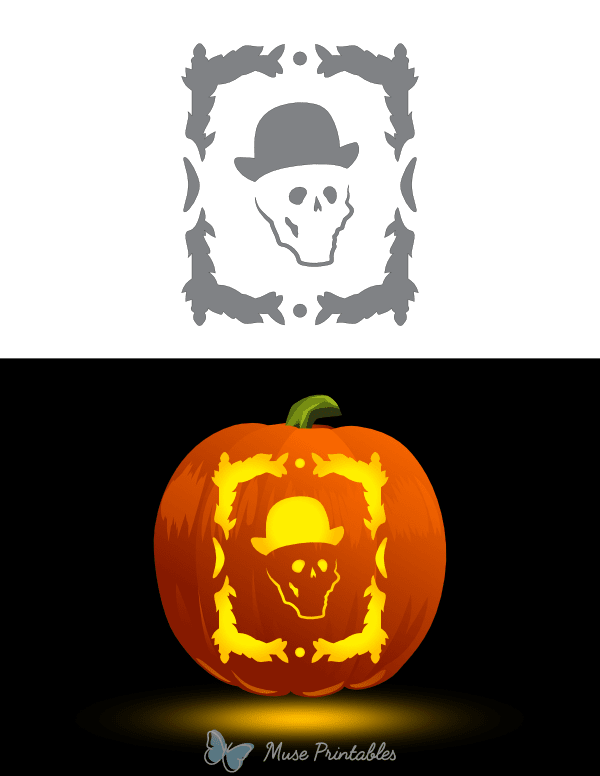 Framed Victorian Skull Pumpkin Stencil