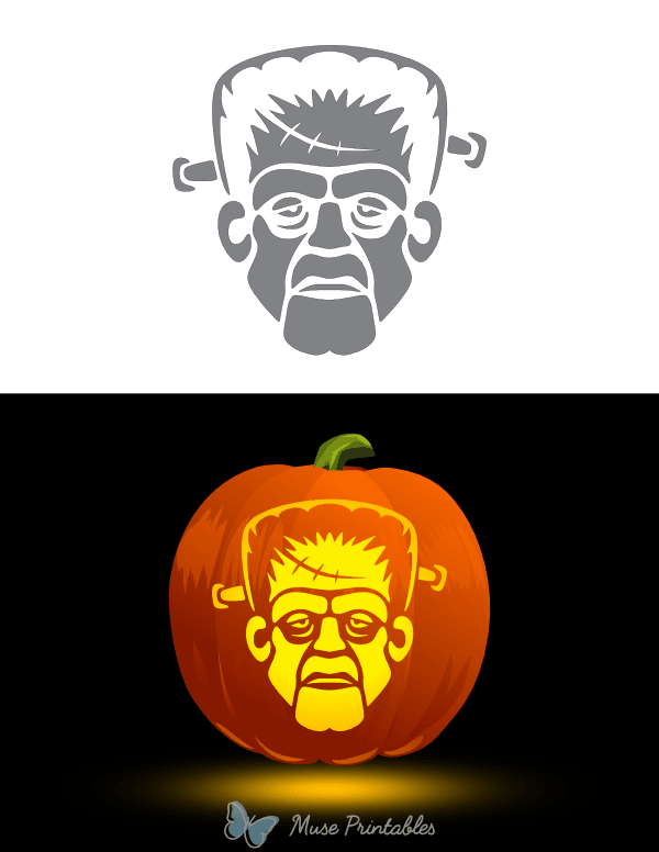 Printable Frankenstein Pumpkin Stencil