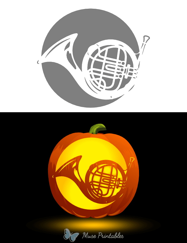French Horn Pumpkin Stencil