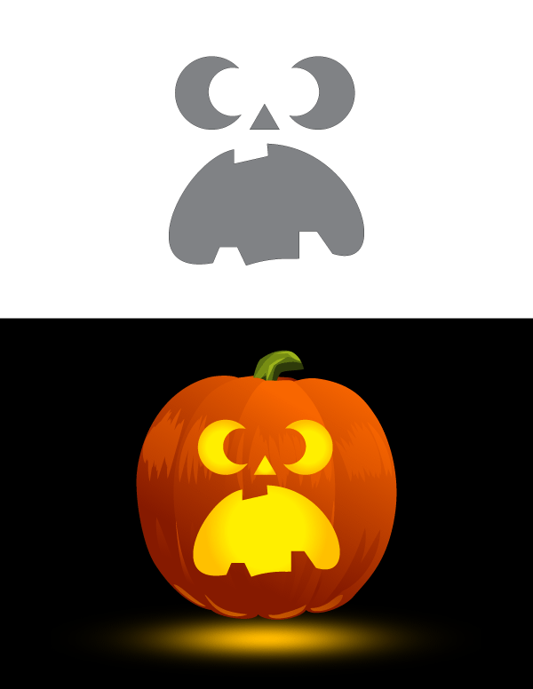 Printable Frightened Face Pumpkin Stencil