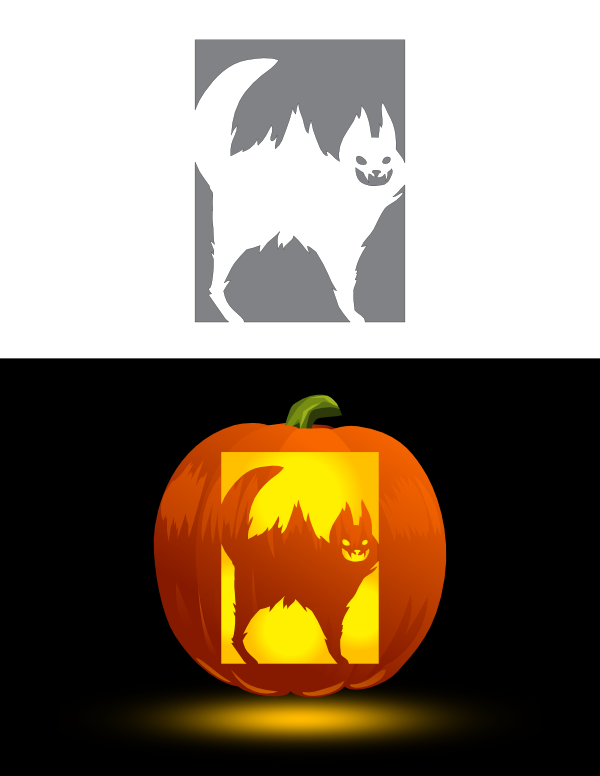 Frightening Cat Pumpkin Stencil