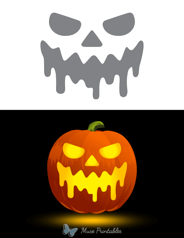 Frightening Drooling Face Pumpkin Stencil