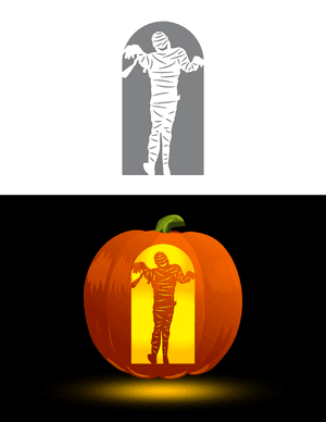 Frightening Mummy Pumpkin Stencil