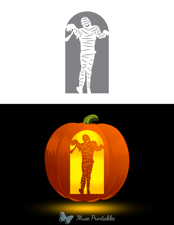 Frightening Mummy Pumpkin Stencil