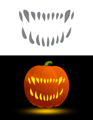 Frightening Teeth Pumpkin Stencil