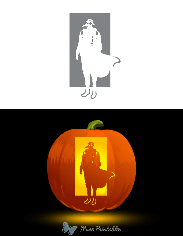 Futuristic Plague Doctor Pumpkin Stencil