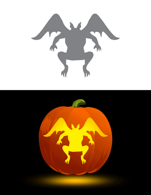 Gargoyle Silhouette Pumpkin Stencil