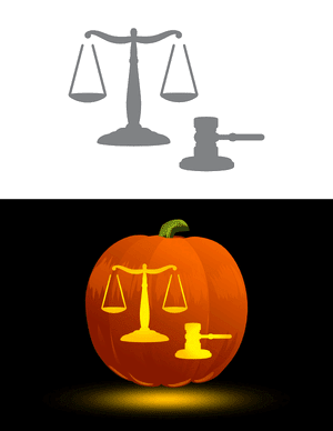 Gavel and Scales of Justice Pumpkin Stencil