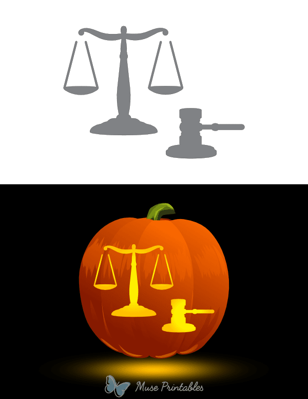 Gavel and Scales of Justice Pumpkin Stencil