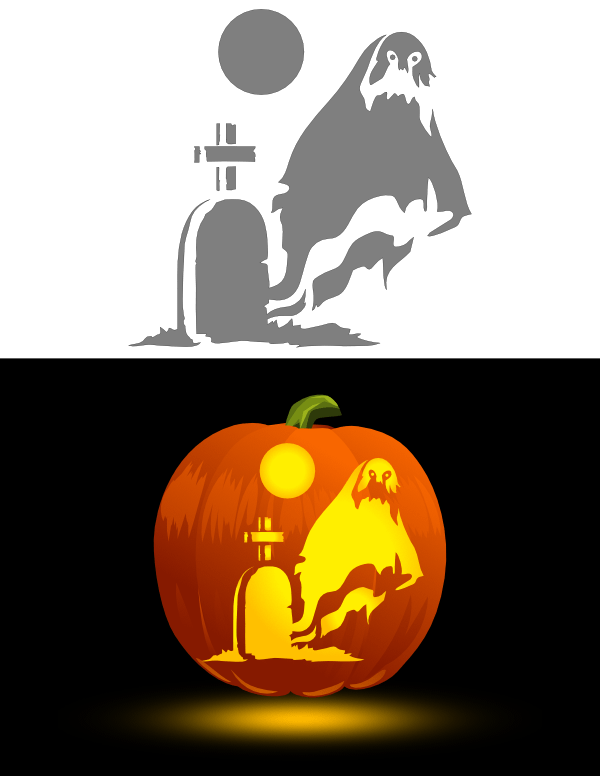 Ghost and Graveyard Pumpkin Stencil