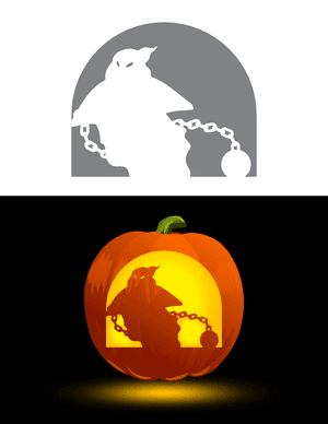 Ghost Carrying Chains Pumpkin Stencil