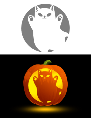 Ghost Cat Pumpkin Stencil