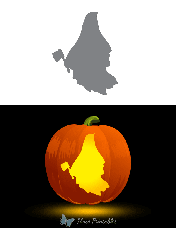 Ghost Holding Axe Pumpkin Stencil