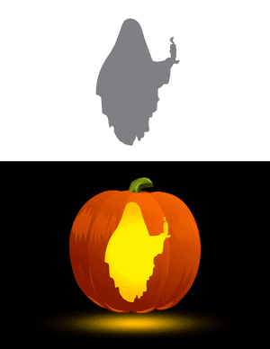 Ghost Holding Candle Pumpkin Stencil