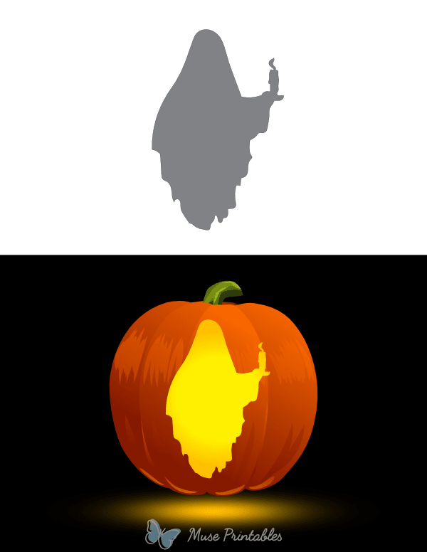 Ghost Holding Candle Pumpkin Stencil