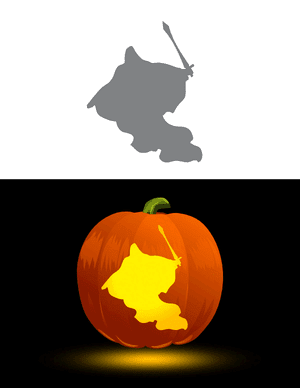 Ghost Holding Sword Pumpkin Stencil