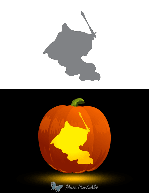 Ghost Holding Sword Pumpkin Stencil