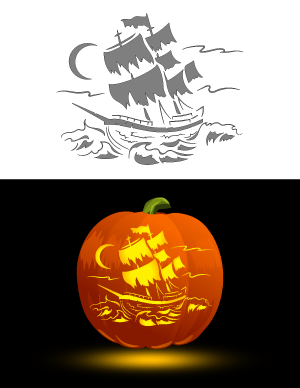Ghost Ship Pumpkin Stencil