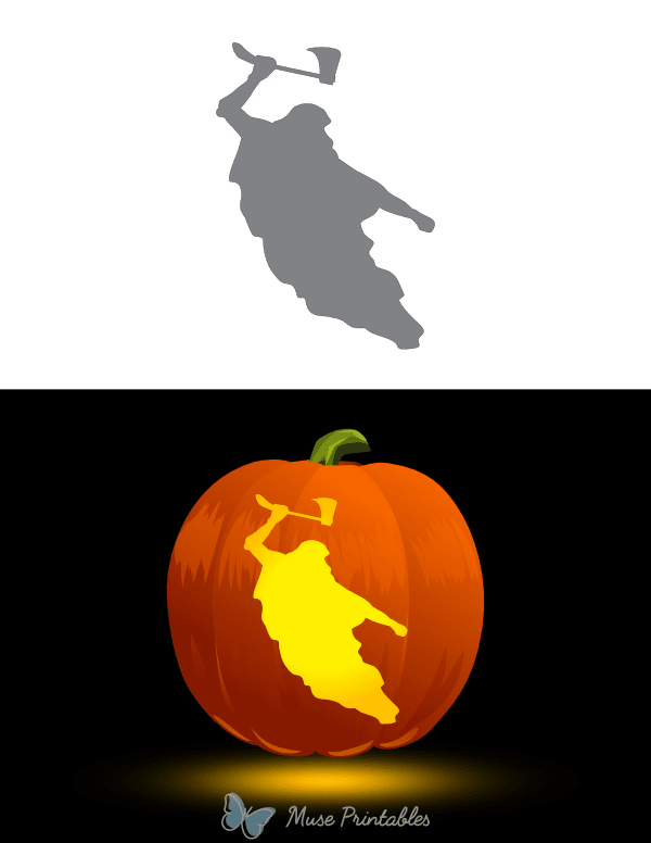 Ghost Swinging Axe Pumpkin Stencil