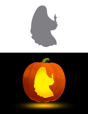 Ghost With a Candle Pumpkin Stencil