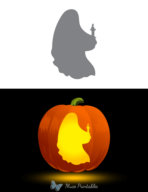 Ghost With a Candle Pumpkin Stencil