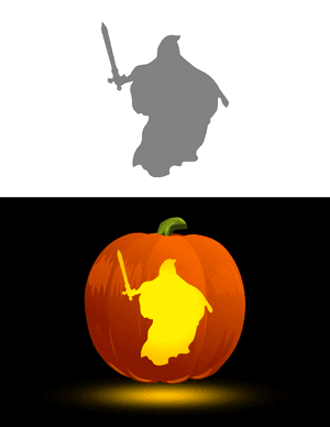 Ghost With a Sword Pumpkin Stencil