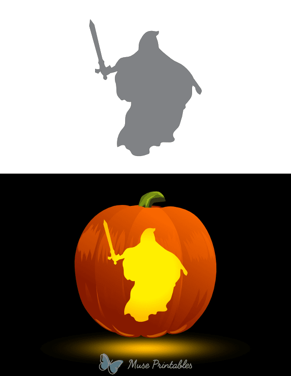 Ghost With a Sword Pumpkin Stencil