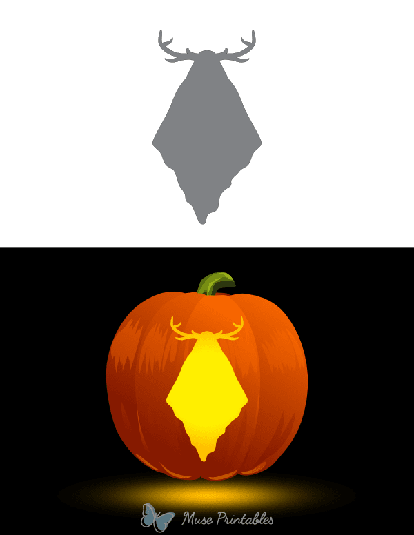 Ghost With Antlers Pumpkin Stencil