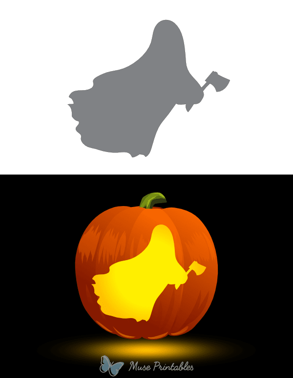 Ghost With Axe Pumpkin Stencil