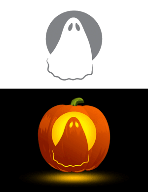 Ghost With Big Eyes Pumpkin Stencil