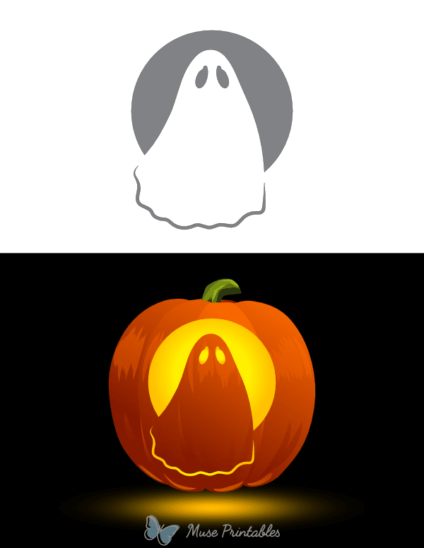 Ghost With Big Eyes Pumpkin Stencil