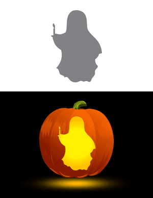 Ghost With Burning Candle Pumpkin Stencil