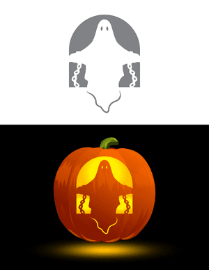 Ghost With Chains Pumpkin Stencil