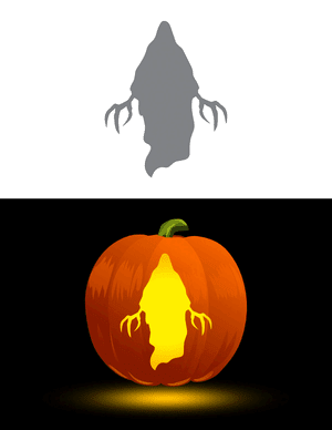 Ghost With Clawed Hands Pumpkin Stencil