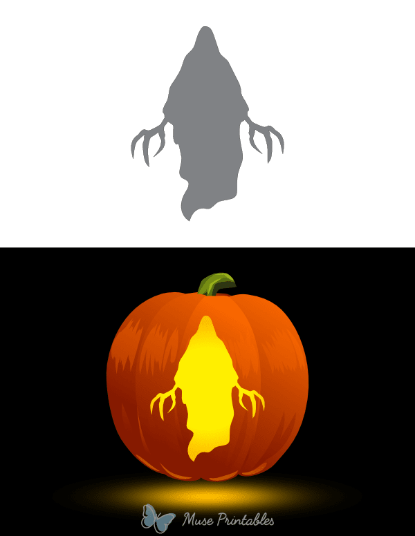 Ghost With Clawed Hands Pumpkin Stencil