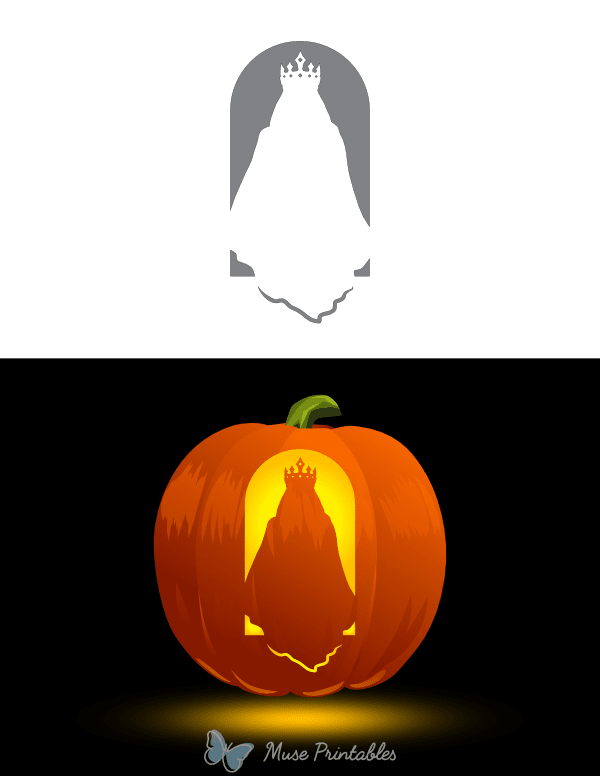 Ghost With Crown Pumpkin Stencil