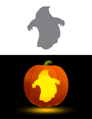 Ghost With Hands Pumpkin Stencil