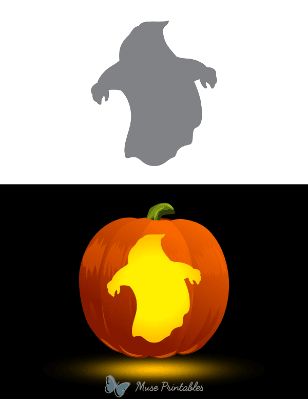 Ghost With Hands Pumpkin Stencil