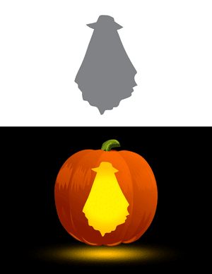 Ghost With Hat Pumpkin Stencil