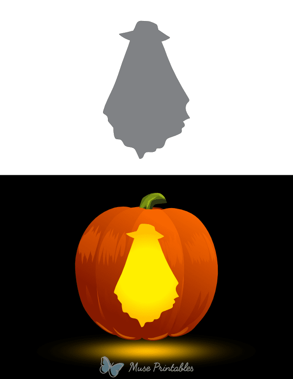 Ghost With Hat Pumpkin Stencil