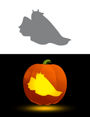 Ghost With Horns Outline Pumpkin Stencil