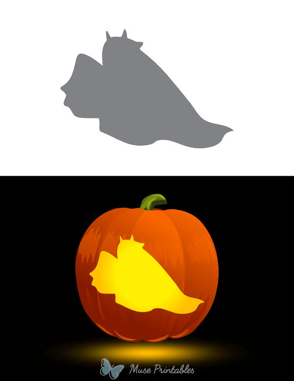 Ghost With Horns Outline Pumpkin Stencil